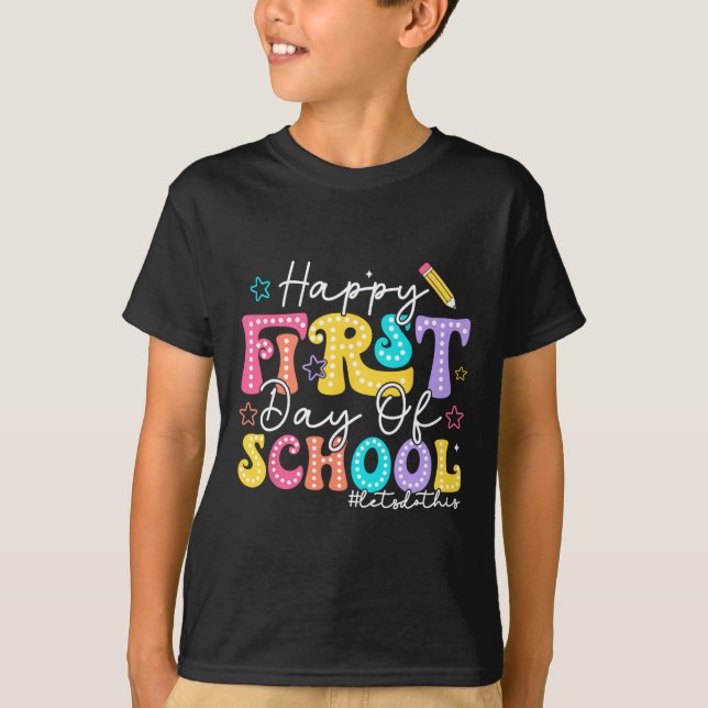 Camiseta Lápis do Primeiro Dia de Aula Professor Crianças d (Frente)