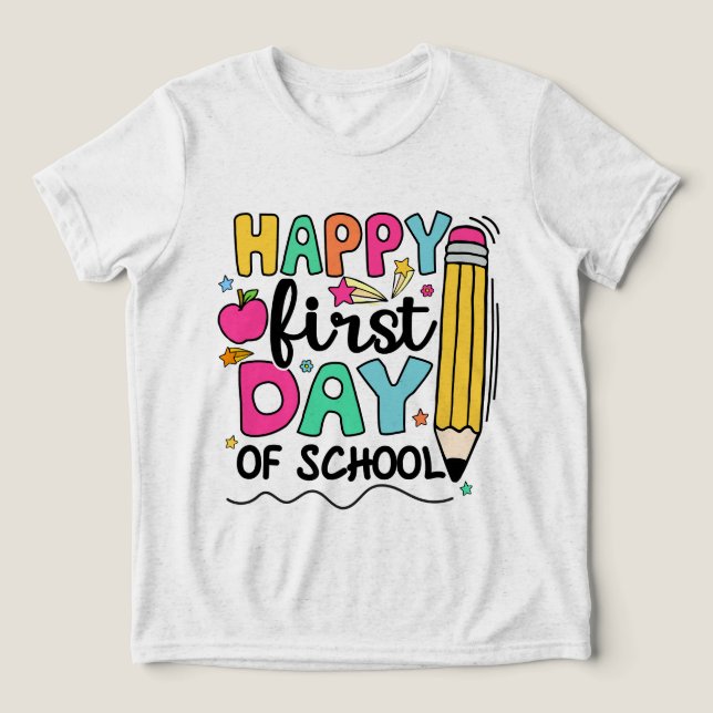Camiseta Lápis do Primeiro Dia de Aula Professor Crianças F (Design frontal)