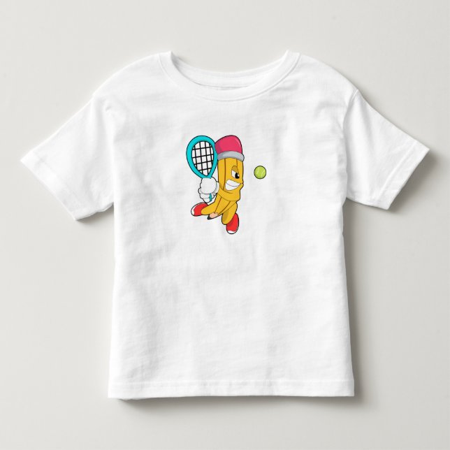 Camiseta Lápis no Tênis com Raquete de Tênis (Frente)