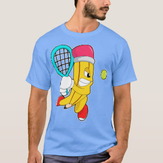 Camiseta Lápis no Tênis com Raquete de Tênis