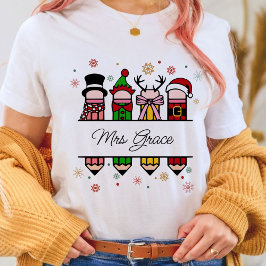 Camiseta Lápis personalizado de nome do professor, presente