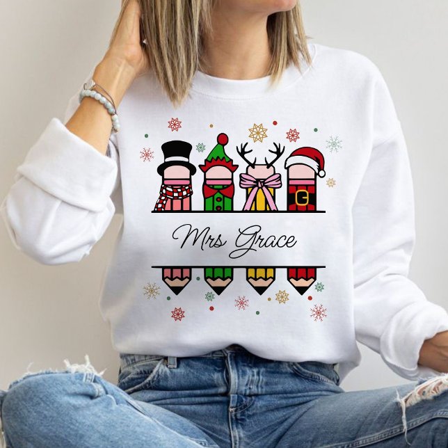 Camiseta Lápis personalizado de nome do professor, presente (Personalized Teacher Name sweatshirt ,Christian Christmas sweatshirt,Christmas sweatshirt,teacher )