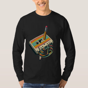 Camiseta Lápis Rewind Cassette Antiga Música Escolar