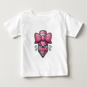 Camiseta Lápis Triste Fofo com Adesivo de Corte em Forma de