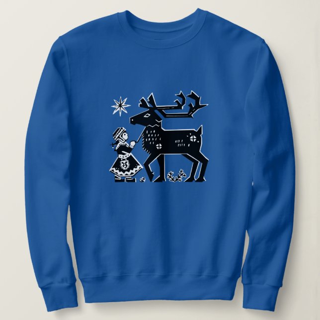 Camiseta Lapland Girl segura Reindeer Sweatshirt (Frente do Design)
