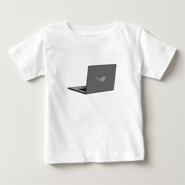 Camiseta Laptop com a cinza do logotipo Bird (Frente)