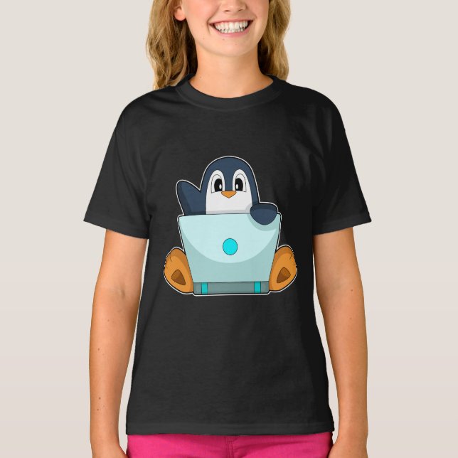 Camiseta Laptop de pinguim (Frente)