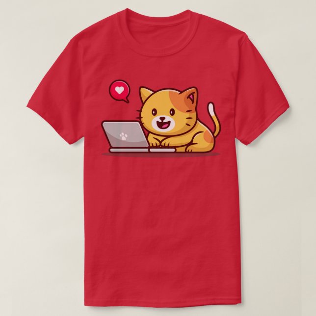 Camiseta Laptop Operacional de Gato Cugado (Frente do Design)