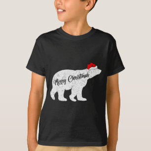 Camiseta Lar Bear Amante de Animais Natal Chapéu de Papai N