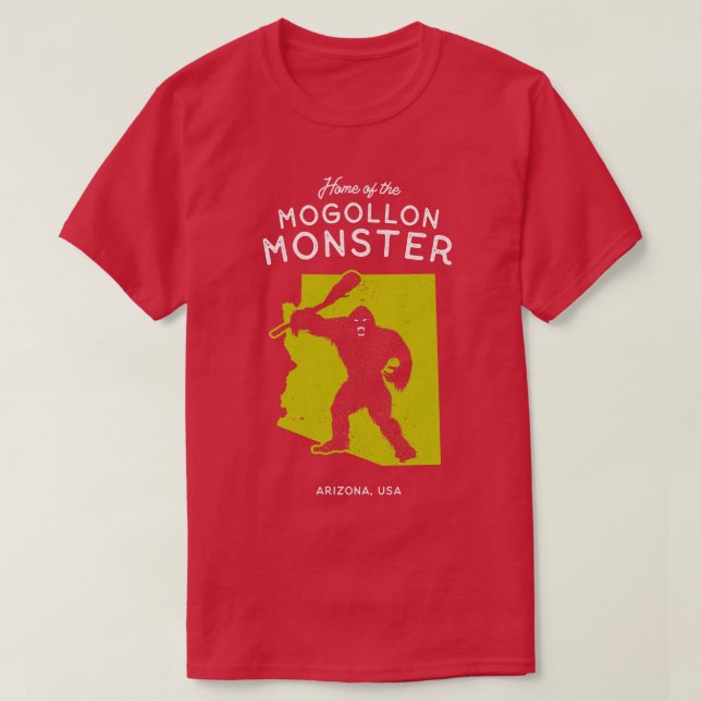 Camiseta Lar da Arizona Mogollon Monster USA Cryptid B (Frente do Design)
