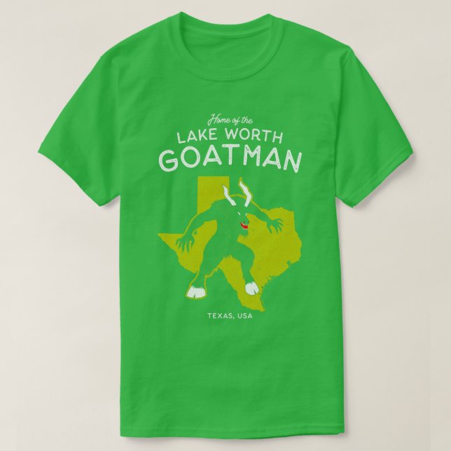 Camiseta Lar do Lago Worth Goatman Monster Texas USA C (Frente do Design)