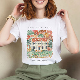 Camiseta Lar Doce Lar Dia de Ação de Graças Outono Casa Geo