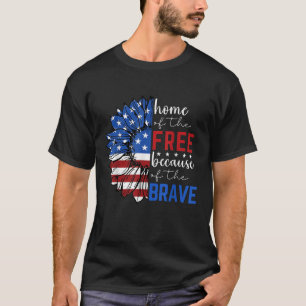 Camiseta Lar Dos Gratuitos Por Causa Do Brave USA Flag Sun