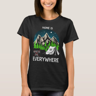 Camiseta Lar é em Todo Lugar Camping Tenda