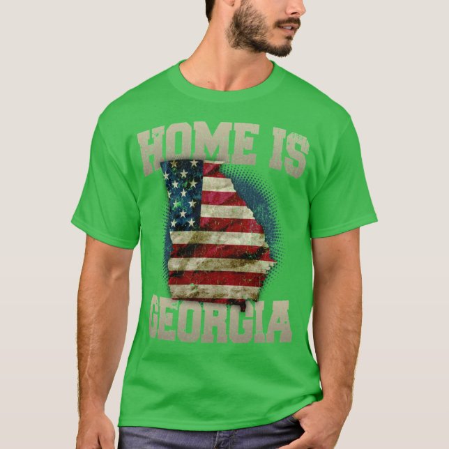 Camiseta Lar é Geórgia EUA mapa dos EUA presente único fãs  (Frente)