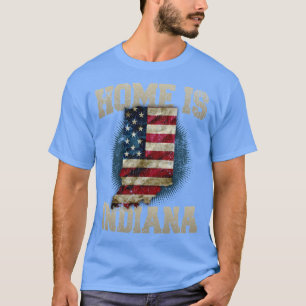 Camiseta Lar é Indiana EUA mapa dos EUA presente único fãs