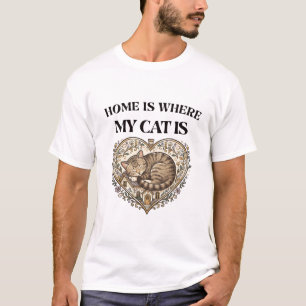 Camiseta Lar é Onde Meu Gato Está Design Vintage Amante d