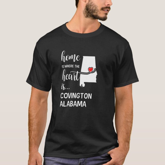 Camiseta Lar É Onde O Coração É Covington County Alabama (Frente)