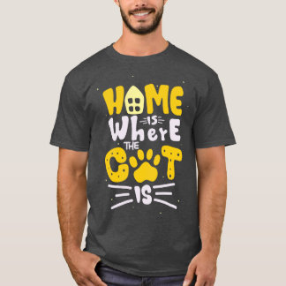 Camiseta Lar É Onde O Gato É A Cota Feline Lover.