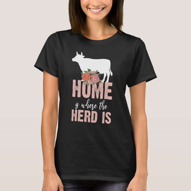 Camiseta Lar É Onde O Herd É Fazenda Vaca (Frente)