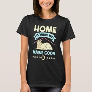 Camiseta Lar É Onde O Meu Pé De Maine Coon Está A Citar O M