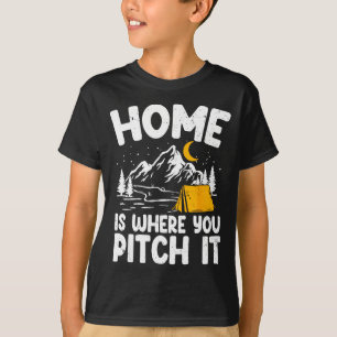 Camiseta Lar é onde se monta a barraca de camping ao ar liv