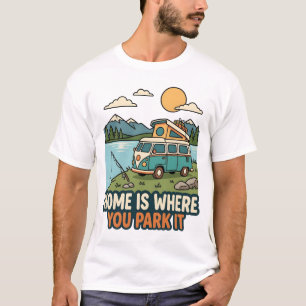 Camiseta Lar é Onde Você Estaciona Camper Vintage