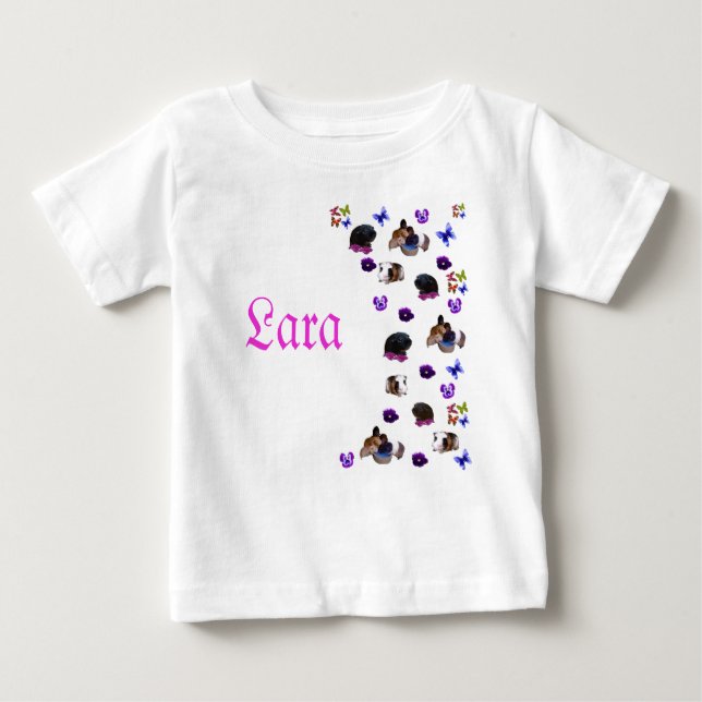 Camiseta "Lara", Nome Com Porquinhos-da-índia E Pensamentos (Frente)