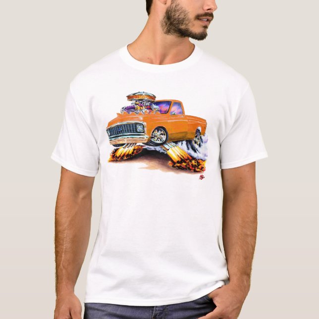Camiseta Laranja 1970-72 de Chevy C10 Longbed (Frente)