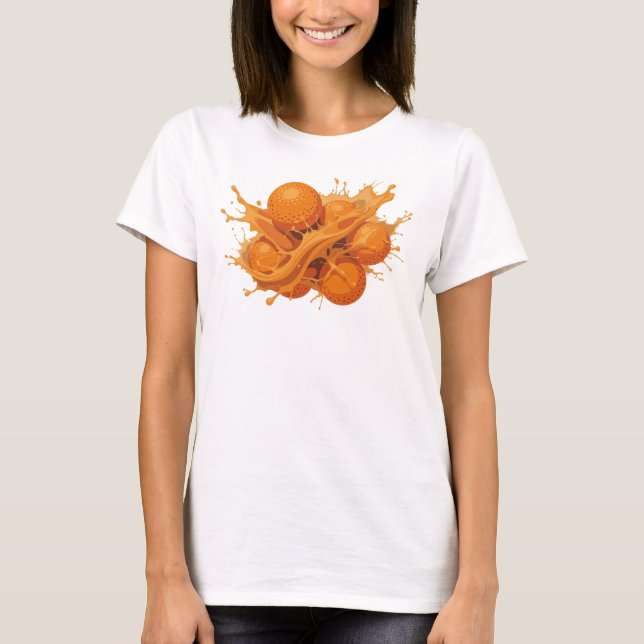 Camiseta Laranja Abstrata Ousada e Bonita (Frente)