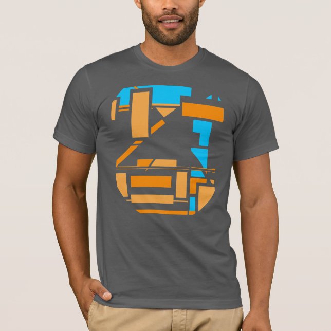 Camiseta Laranja azul Circular sudoeste Abstrato (Frente)