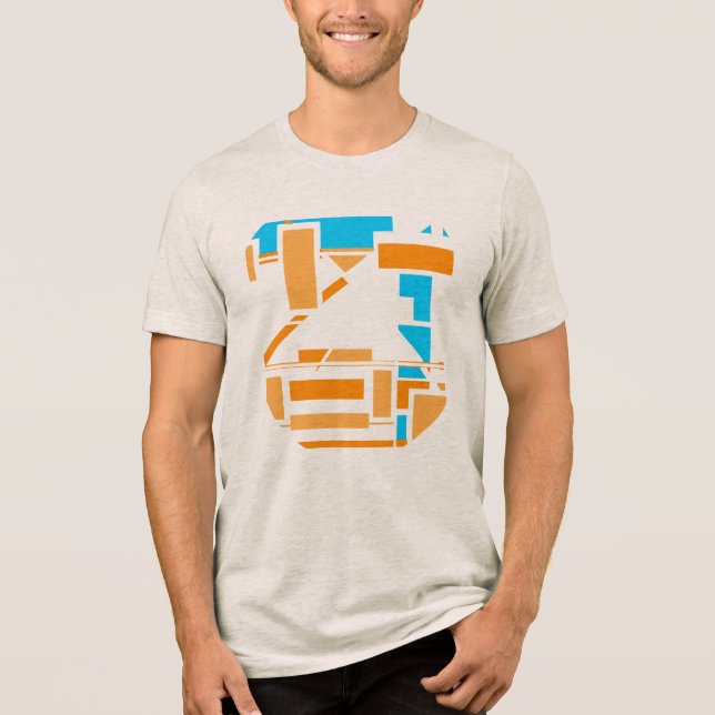 Camiseta Laranja azul Circular sudoeste Abstrato (Frente)