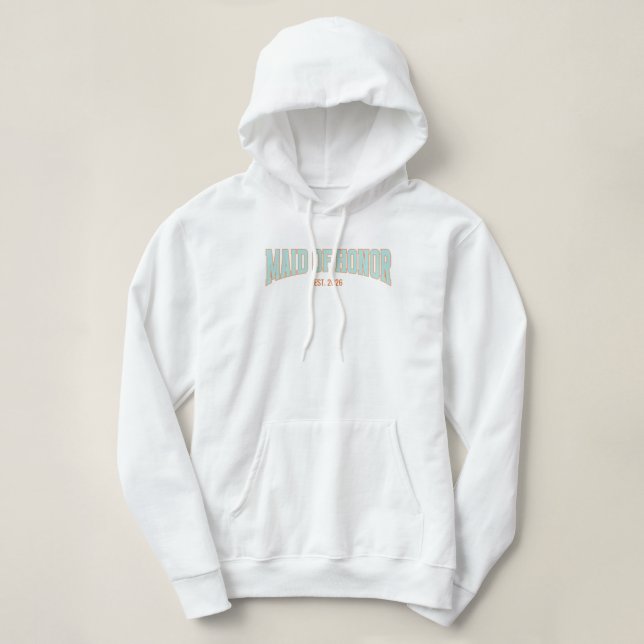 Camiseta Laranja + Azul-menta Brilho Falso Varsity DAMA DE  (Frente do Design)