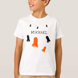 Camiseta Laranja Bonito Fantasma de Halloween Personalizado