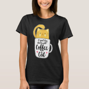 Camiseta Laranja-branca Coffee Mug Cat 1