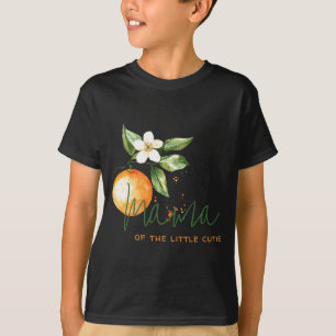 Camiseta Laranja Cítrico Pequeno Fofinho Chá de Bebê Mamãe
