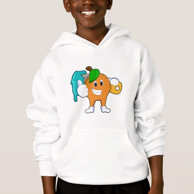 Camiseta Laranja como Pincel com Pincel de Tinta (Frente)