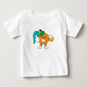Camiseta Laranja como Pincel com Pincel de Tinta