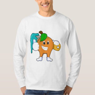 Camiseta Laranja como Pincel com Pincel de Tinta