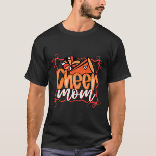 Camiseta Laranja Coquete Pom Poms Arco Cheer Mãe Mamãe Chee