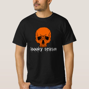 Camiseta Laranja Crânio Temporada Assustadora Fonte Pingand