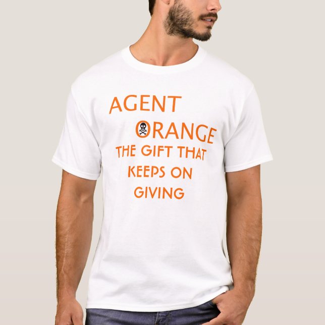 Camiseta laranja de agente O PRESENTE THATKEEPS NA DOAÇÃO (Frente)