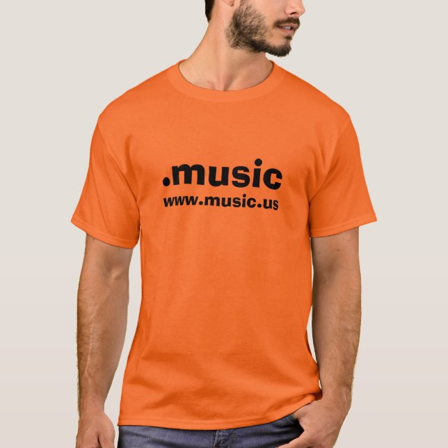 Camiseta laranja de .music com WWW (Frente)