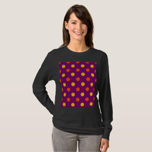 Camiseta Laranja e Amarelo Bolinhas Roxas