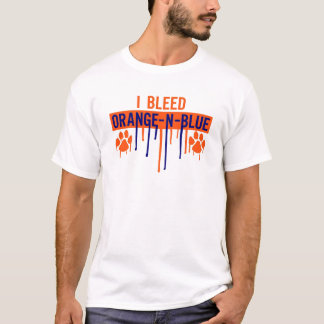 Camiseta Laranja e azul sangrados