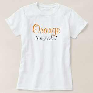 Camiseta Laranja é Minha Cor Tipografia Fofa Frase Feminina