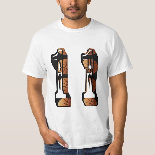 Camiseta Laranja E Negra De Basquete 11, (Frente)