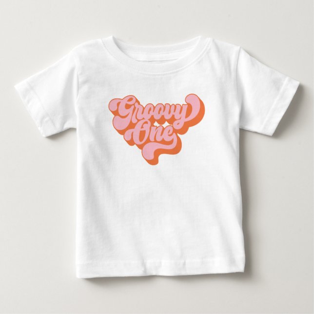 Camiseta Laranja e Rosa Retro Groovy One (Frente)