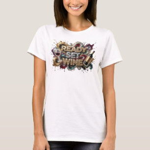 Camiseta Laranja Engraçada READY SET WINE Arte Vestível