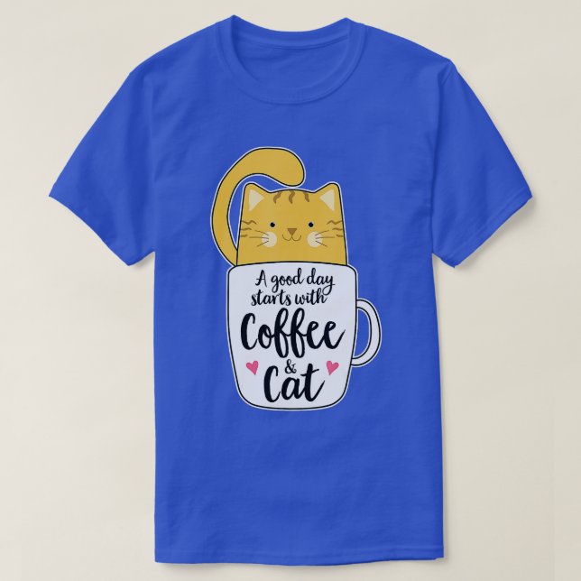 Camiseta Laranja Engraçado Café Mug Cat Lover (Frente do Design)